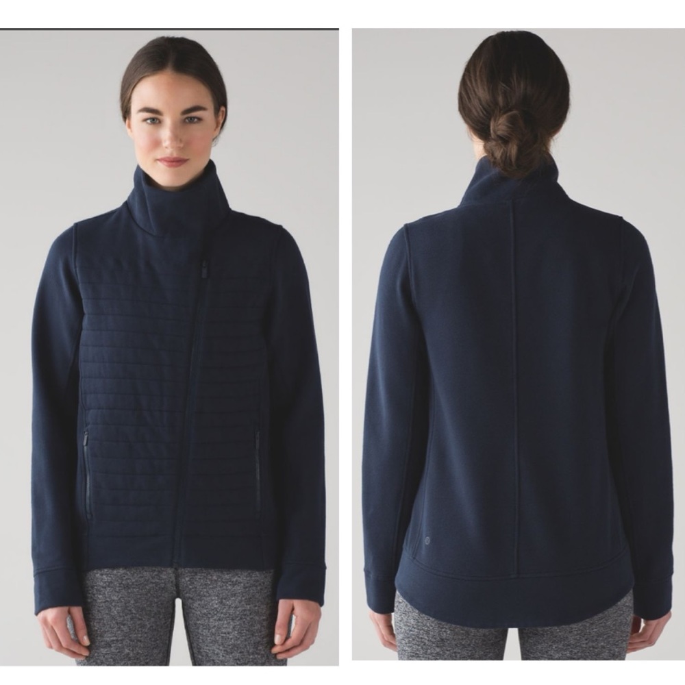 Lululemon Fleece Be True Jacket Cotton Fleece Zipper Quilted Pockets Top Snaps